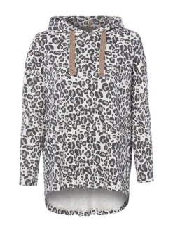Marie Lund Damen Kapuzenshirt in ecru schwarz