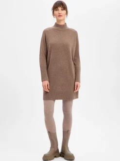Marie Lund Damen Kleid in braun - Ausschnitt: Stehkragen
