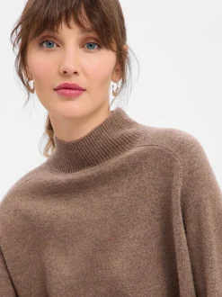 Marie Lund Damen Kleid in braun - Ausschnitt: Stehkragen