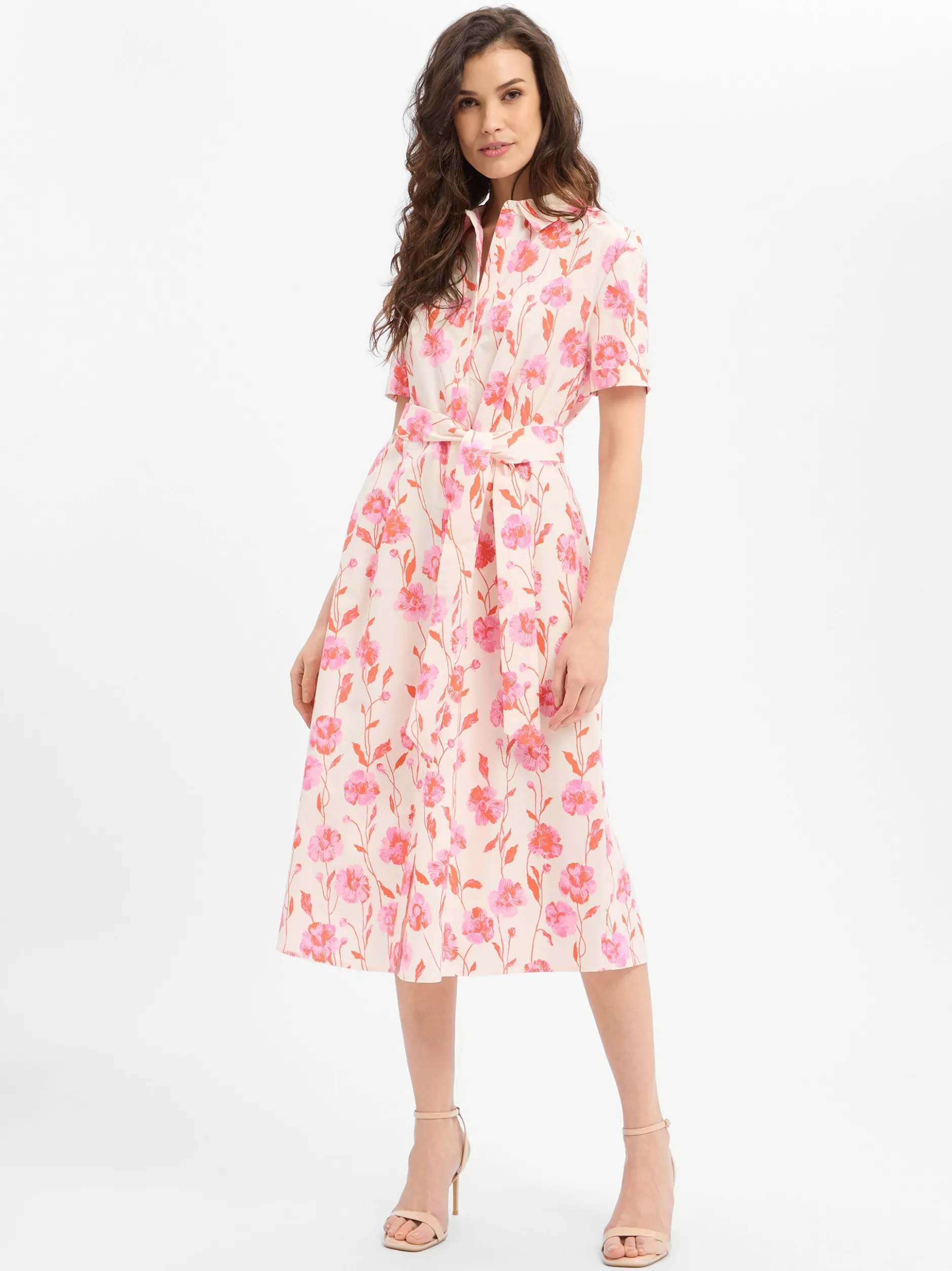 Marie Lund Damen Kleid in pink ecru - Ärmel: kurzarm
