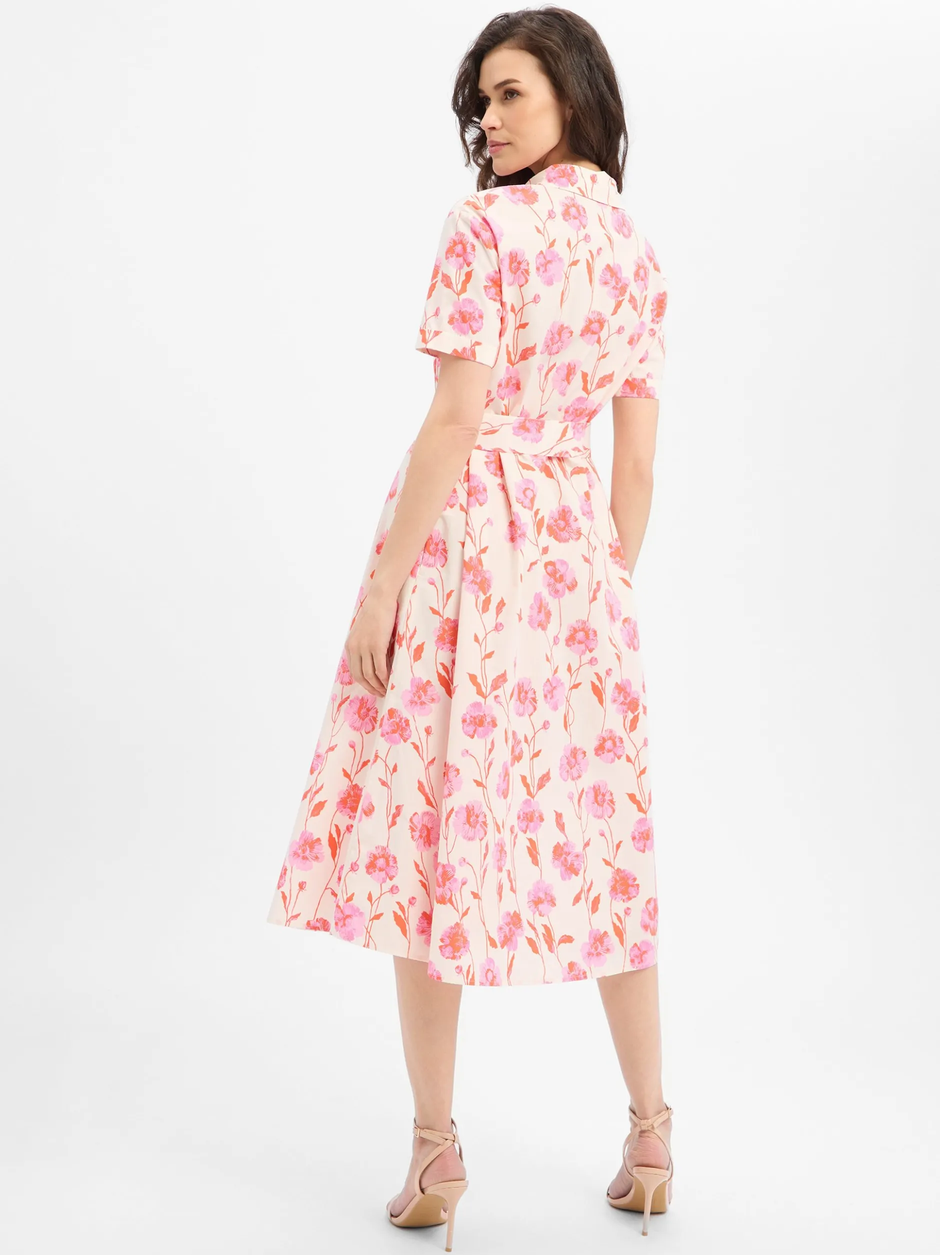 Marie Lund Damen Kleid in pink ecru - Ärmel: kurzarm