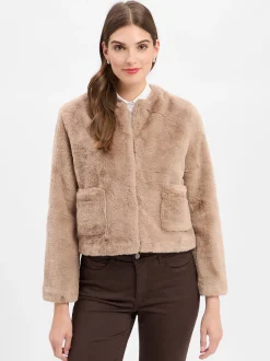 Marie Lund Damen Kunstfelljacke in taupe