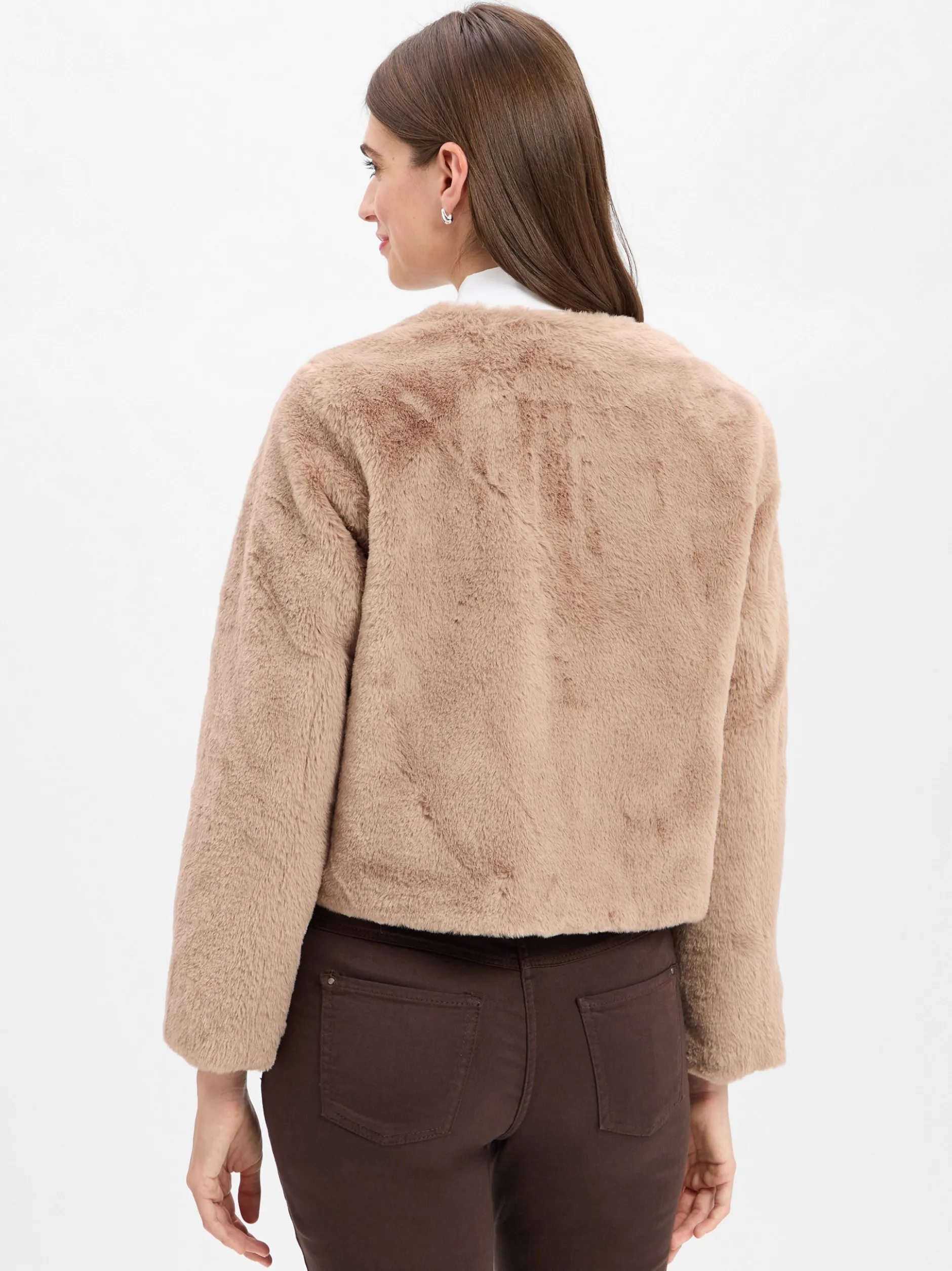 Marie Lund Damen Kunstfelljacke in taupe