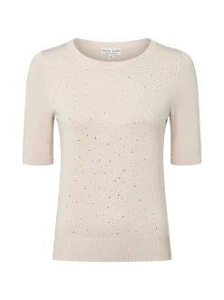 Marie Lund Damen Kurzarmpullover in kitt
