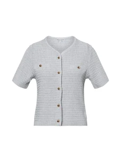Marie Lund Damen Kurzarm-Strickjacke in hellgrau