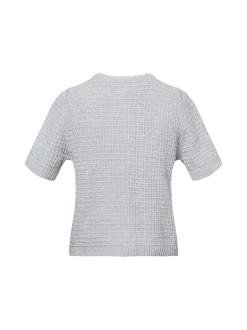 Marie Lund Damen Kurzarm-Strickjacke in hellgrau