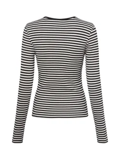 Marie Lund Damen Langarmshirt in schwarz ecru