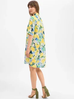Marie Lund Damen Leinenkleid - Lisa in gelb mehrfarbig