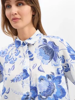 Marie Lund Damen Leinenkleid - Lisa in blau weiß