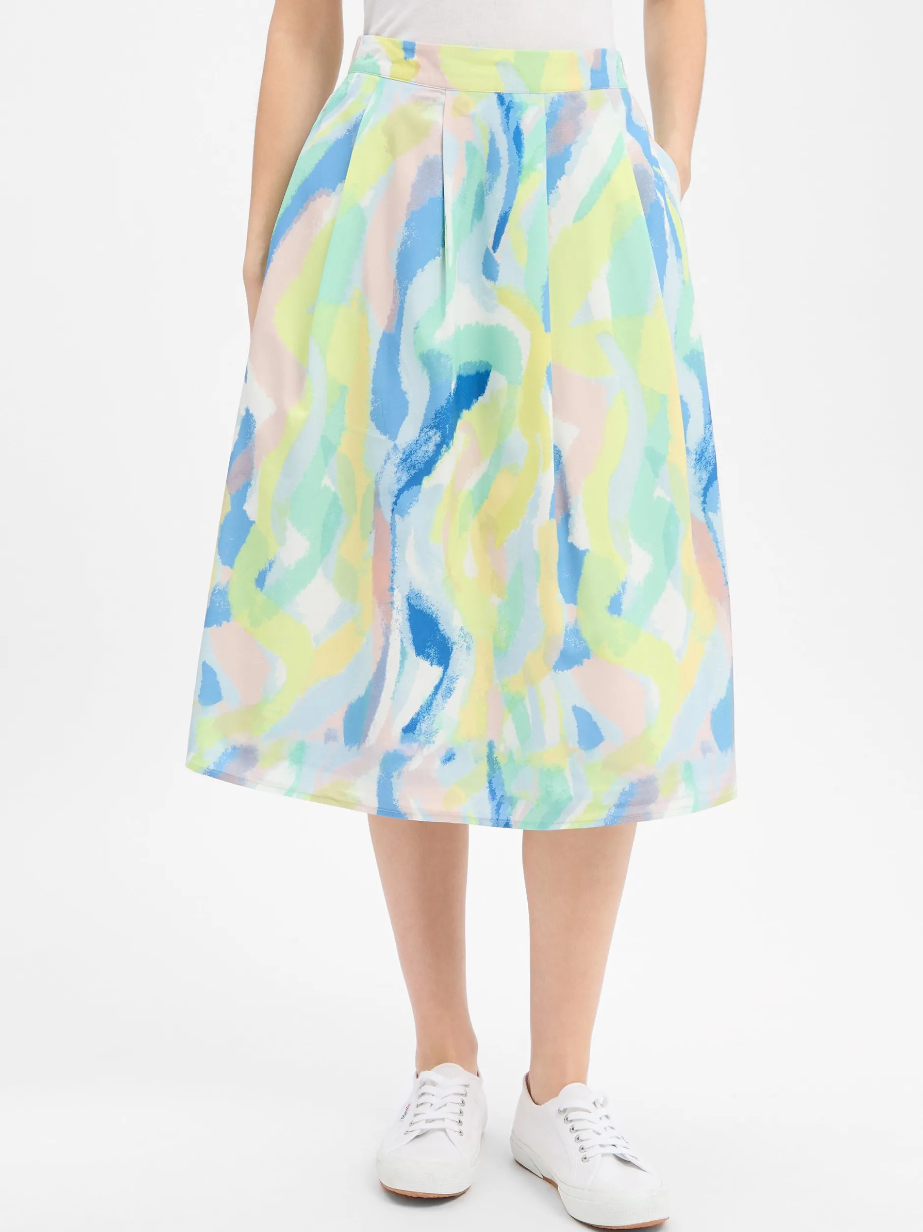 Marie Lund Damen Midirock in limone mehrfarbig