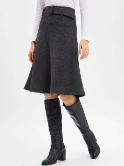 Marie Lund Damen Midirock mit Wolle in anthrazit
