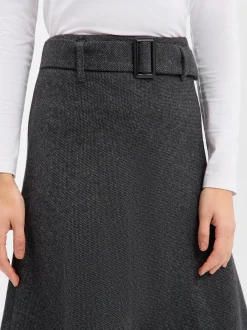 Marie Lund Damen Midirock mit Wolle in anthrazit