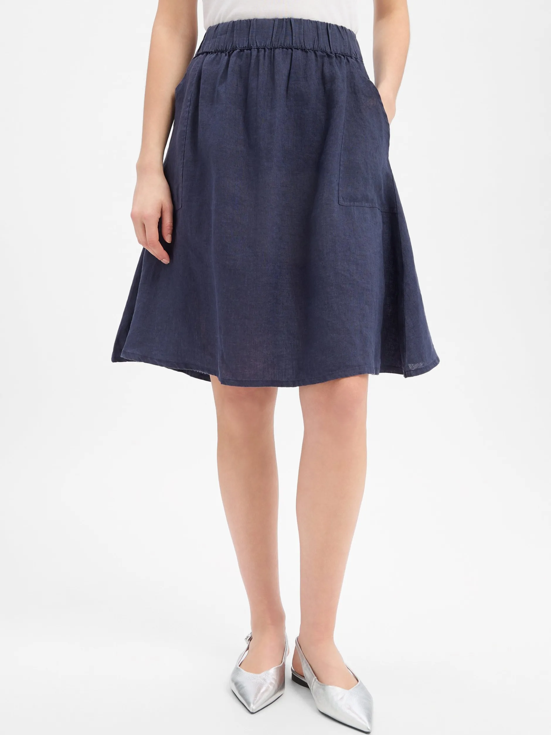 Marie Lund Damen Minirock aus Leinen in marine