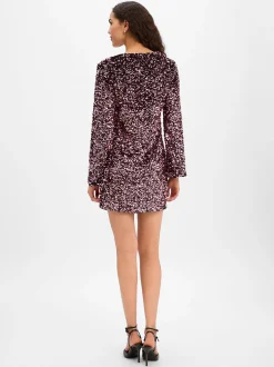 Marie Lund Damen Paillettenkleid in rosenholz