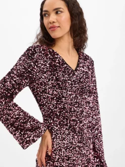 Marie Lund Damen Paillettenkleid in rosenholz