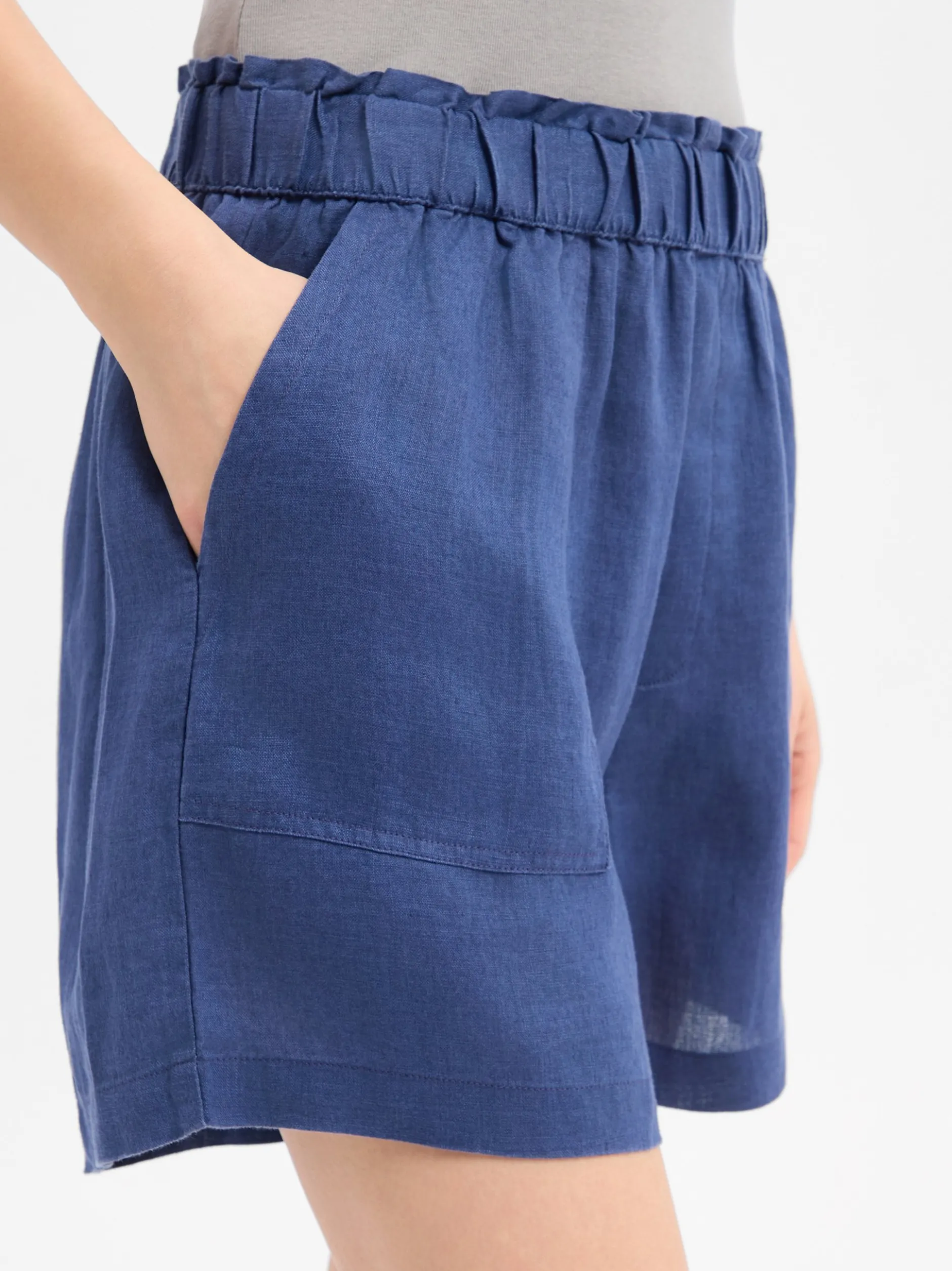Marie Lund Damen Shorts aus Leinen in blau - Länge: kurz