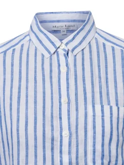 Marie Lund Damen Sommerbluse aus Leinen - Liane in weiß blau