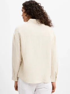 Marie Lund Damen Sommerbluse aus Leinen in beige