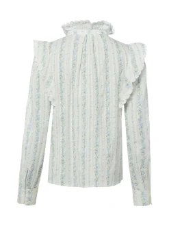 Marie Lund Damen Sommerbluse - July in ecru hellblau