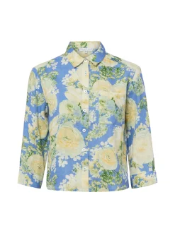 Marie Lund Damen Sommerbluse aus Leinen - Liane in vanille blau