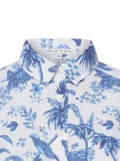 Marie Lund Damen Sommerbluse aus Leinen - Liane in weiß blau
