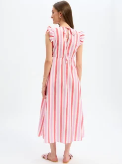 Marie Lund Damen Sommerkleid in weiß pink - Länge: lang