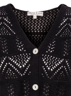 Marie Lund Damen Strickjacke in marine - Ärmel: kurzarm