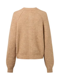 Marie Lund Damen Strickjacke mit Wolle und Alpaka in camel