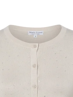 Marie Lund Damen Strickjacke in kitt - Ärmel: langarm