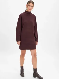 Marie Lund Damen Strickkleid in schoko - Ärmel: langarm