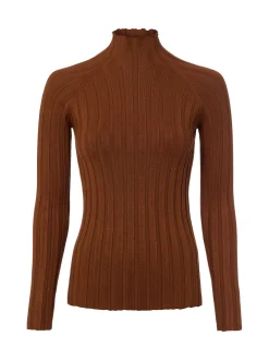 Marie Lund Damen Strick-Langarmshirt in nougat