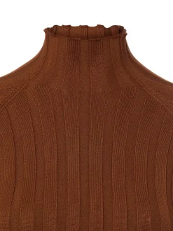 Marie Lund Damen Strick-Langarmshirt in nougat