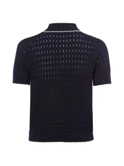 Marie Lund Damen Strickshirt in marine - Ärmel: kurzarm