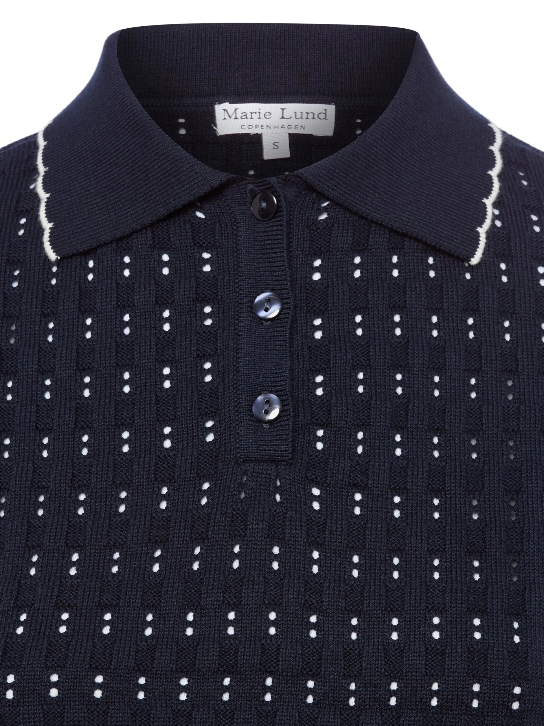 Marie Lund Damen Strickshirt in marine - Ärmel: kurzarm