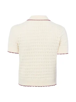 Marie Lund Damen Strickshirt in ecru - Ärmel: kurzarm