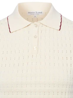 Marie Lund Damen Strickshirt in ecru - Ärmel: kurzarm