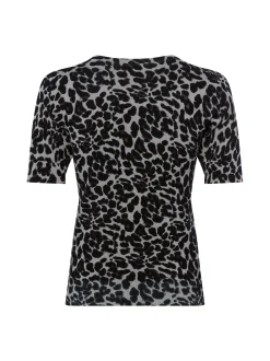 Marie Lund Damen Strickshirt in hellblau schwarz
