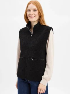Marie Lund Damen Teddyfell-Weste in schwarz