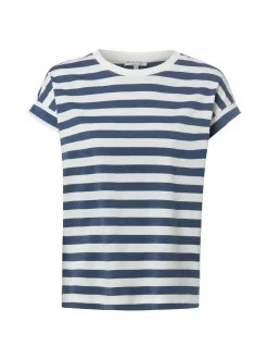 Marie Lund Damen T-Shirt in blau ecru