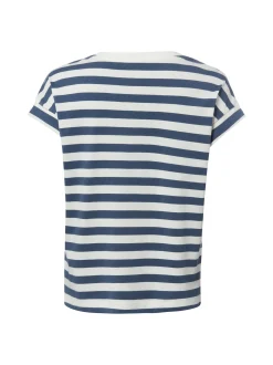 Marie Lund Damen T-Shirt in blau ecru