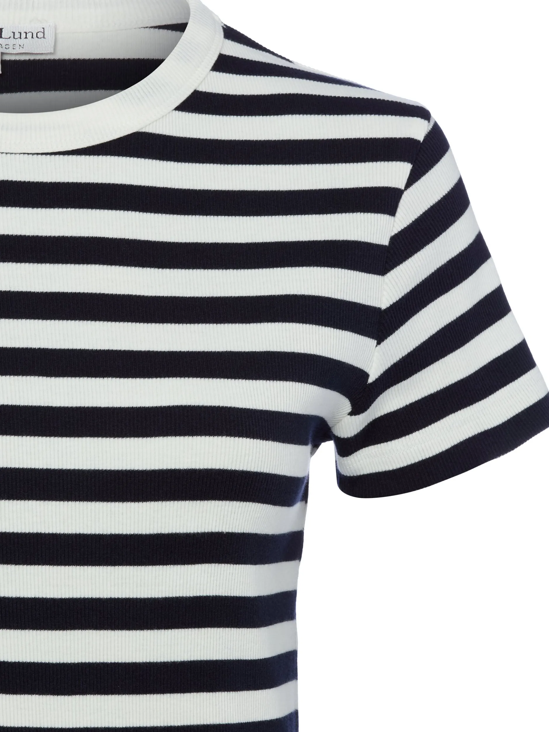 Marie Lund Damen T-Shirt in ecru marine - Ärmel: kurzarm