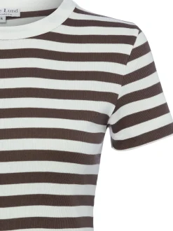Marie Lund Damen T-Shirt in ecru schoko - Ärmel: kurzarm