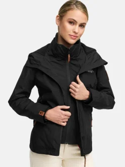 Marikoo Damen Übergangsjacke - Erdbeere in schwarz
