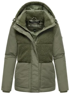 Marikoo Damen Plüschjacke - Sheeta 16 in oliv