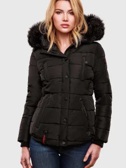 Marikoo Damen Steppjacke - Lotusblüte in schwarz
