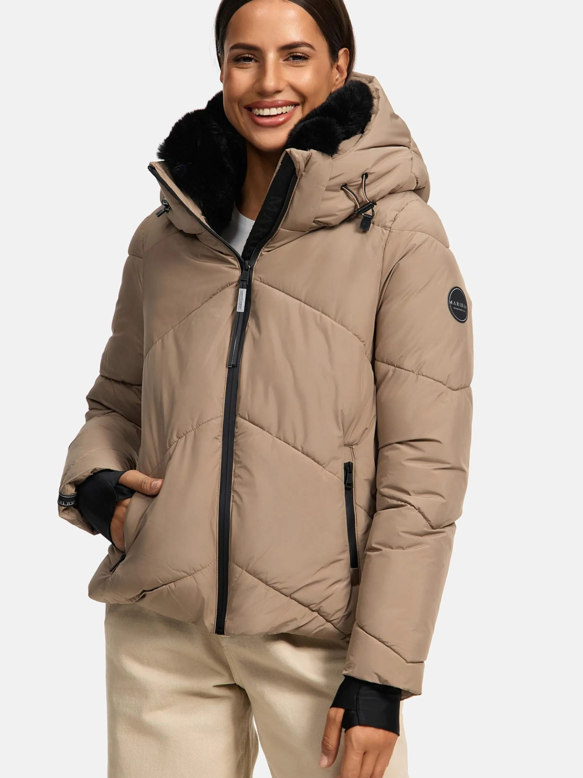 Marikoo Damen Steppjacke - Simaraa XVI in taupe