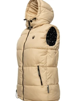 Marikoo Damen Steppweste - Eisflöckchen in beige