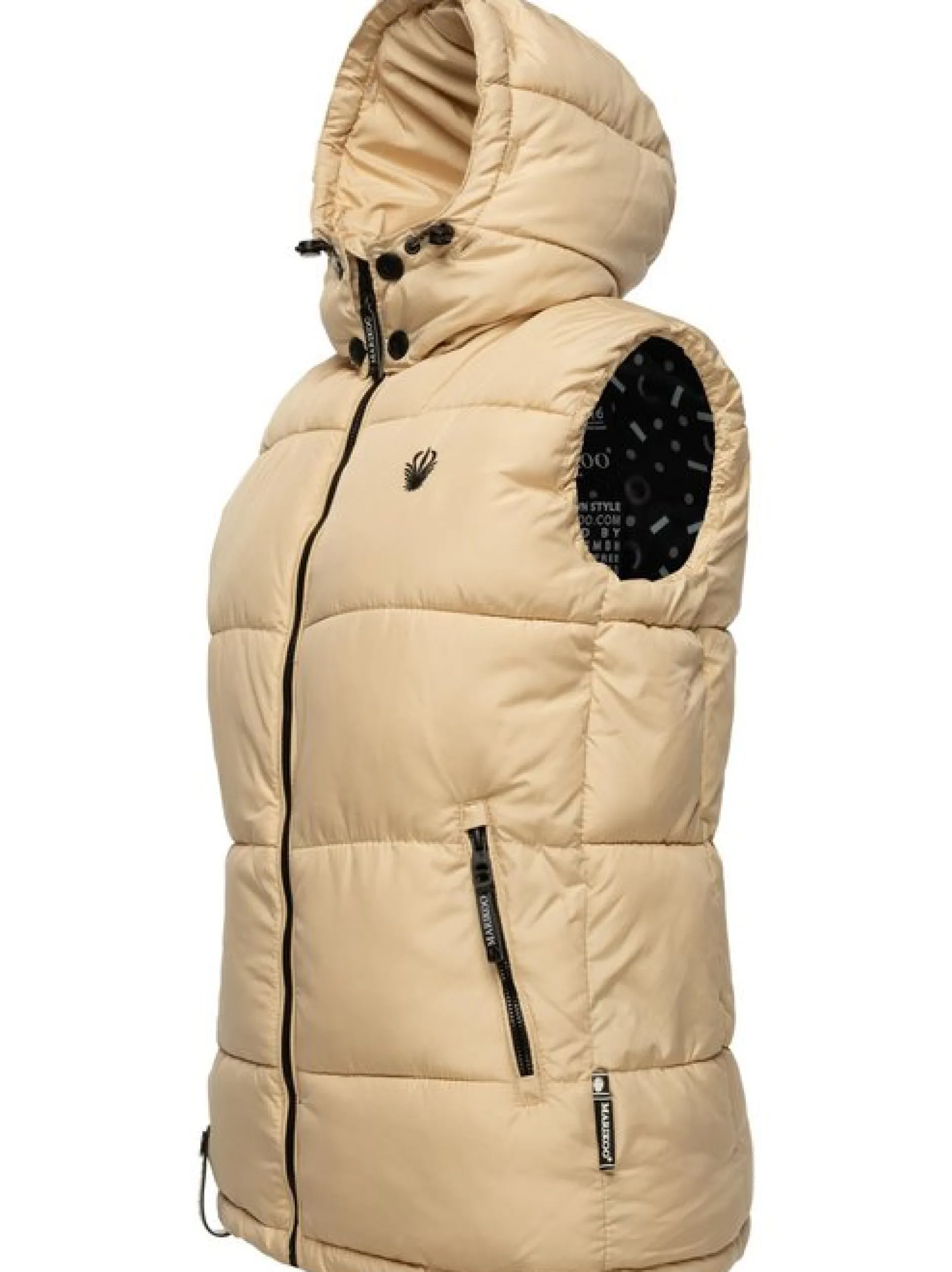 Marikoo Damen Steppweste - Eisflöckchen in beige