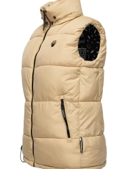 Marikoo Damen Steppweste - Eisflöckchen in beige