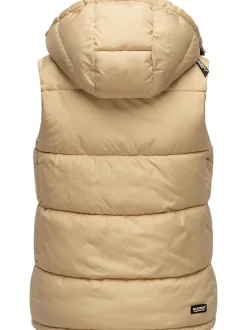 Marikoo Damen Steppweste - Eisflöckchen in beige